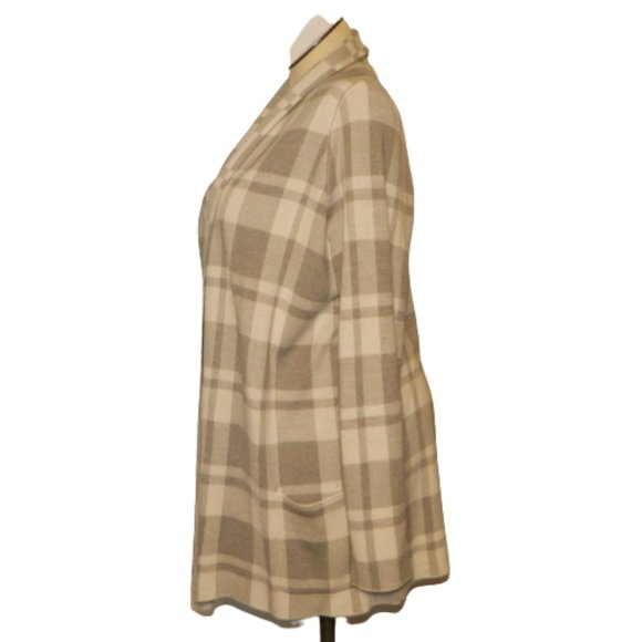 Lee & Nicole $68 89452L Woman Goose/Dove Plaid Open Cardigan Sz 1X NWT - Picture 3 of 4